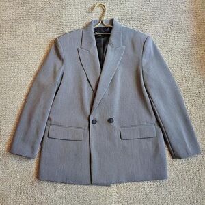 Zara Double-Breasted Gray Blazer